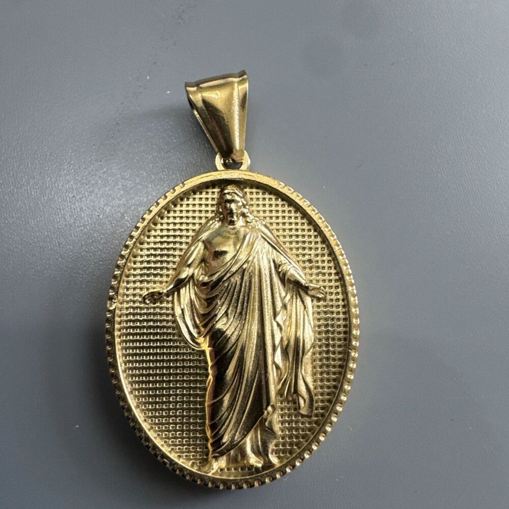 Jesus Christ Stainless Steel Pendant 24” Chain Religious Christian Gold Plated